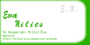 eva milics business card